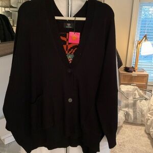 LA LA Black Women's Cardigan Sweater with tiger!